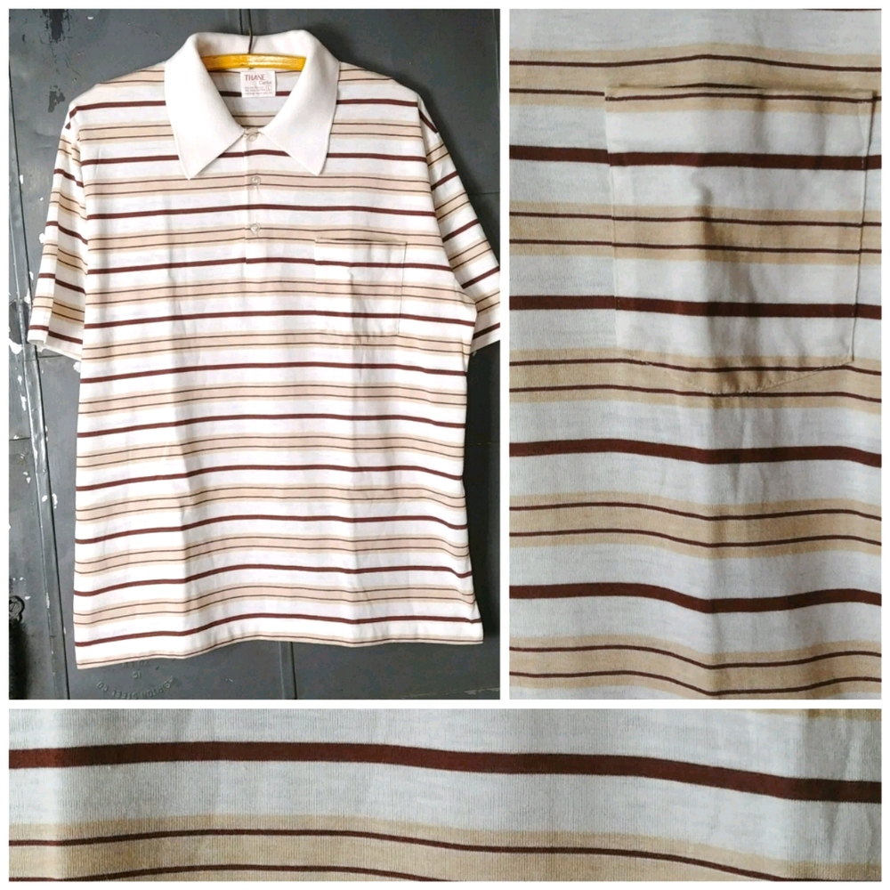 Vintage Thane Caribe polo -tan stripe-